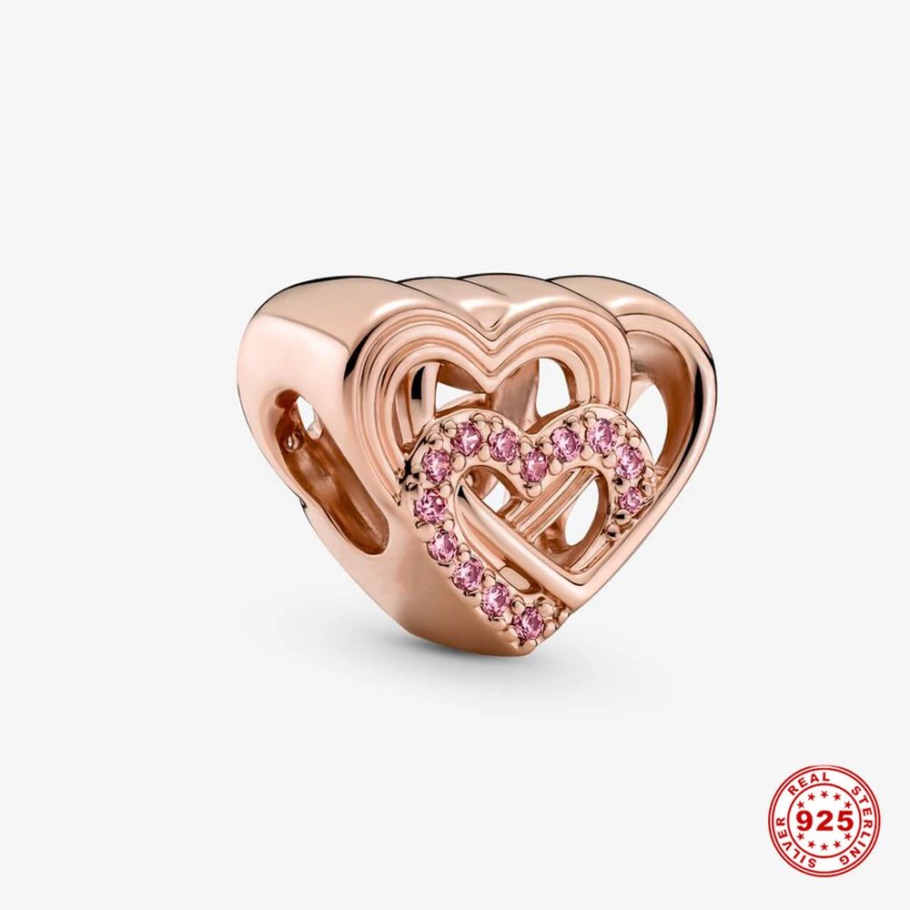 Женский браслет из серебра 2021 пробы с подвеской в виде сердца|Бусины| |