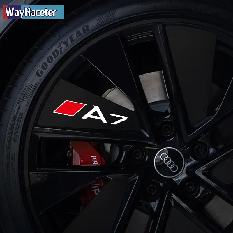 

4 Pcs Reflective Top Car Tires Decal Alloy Rim Wheel Sticker For Audi A7 S7 A8 S8 A1 Q3 Q5 Q7 Q8 Sline Accessories