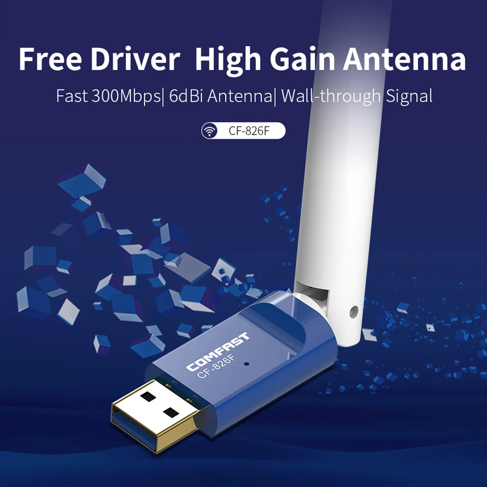 

Dual Band Wireless Wifi Adapter COMFAST 300Mbps WiFi USB Adapter Receiver 2.4GHz Wireless Network Card Dongle Desktop