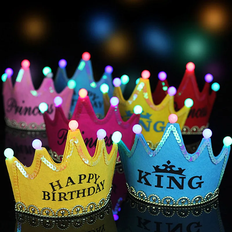 Светодиодный праздничный колпак принцессы с короной на день рождения головной