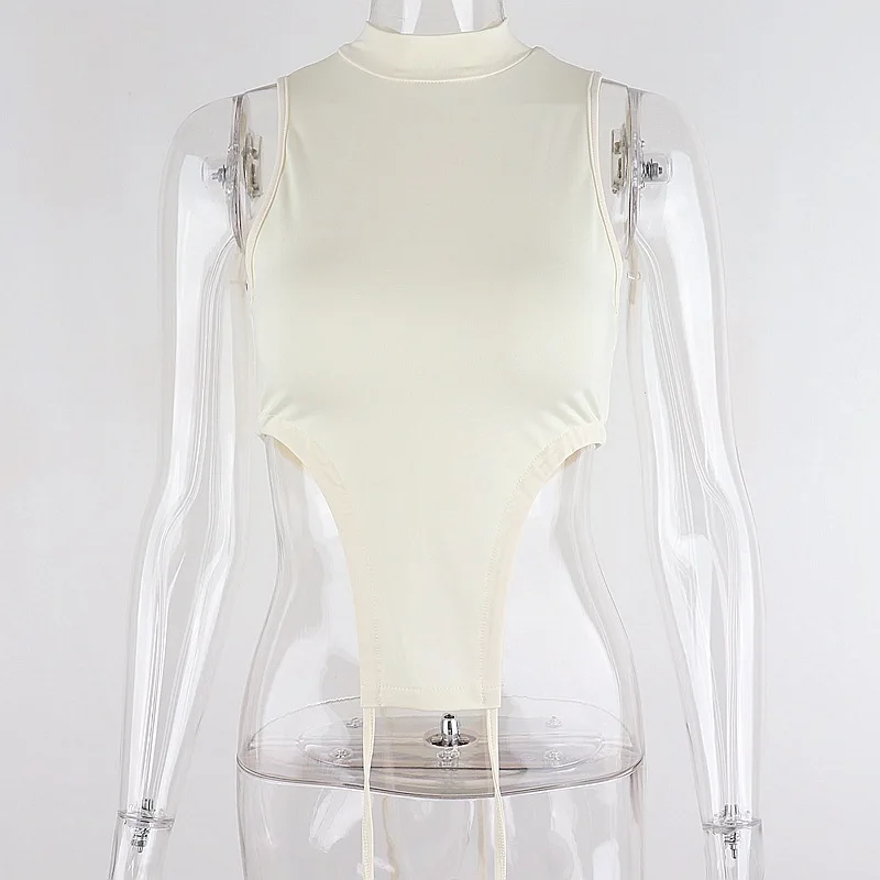 

Fashion Yellow Tank Tops for Women Streetwear Solid Tanks Sexy Sleeveless Tie Front Top Vest Cropped Feminino Streetwear Clothes