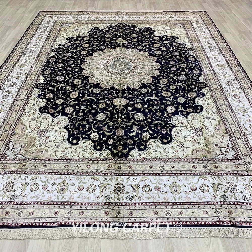 Goedkoop Yilong 9 'X 12' Antieke Klassieke Perzisch Tapijt Grote Medaillon Vantage Chinese Zijde Tapijt (YJH275B)