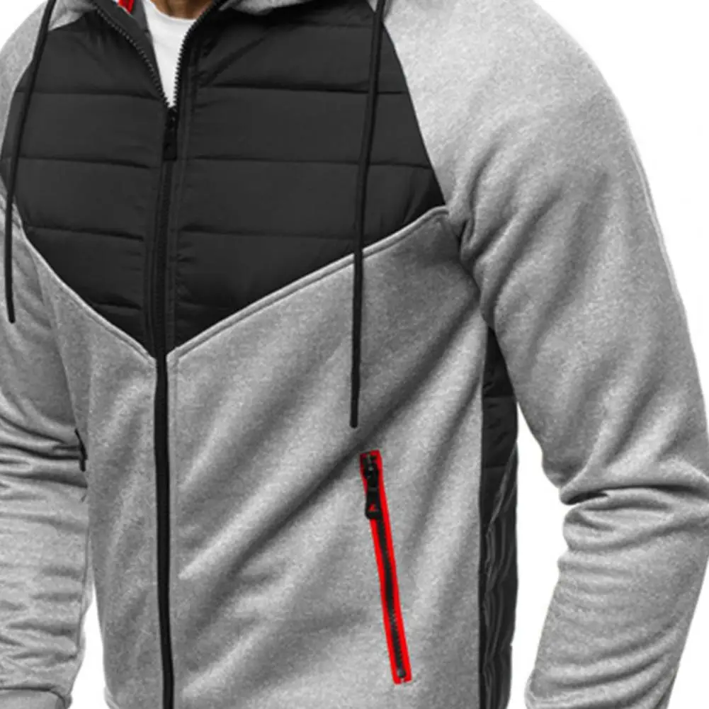 

Autumn men Hooded Long Sleeve Men Jacket Autumn Winter Patchwork Zipper Closure Jacket Coat Outerwear Jackets