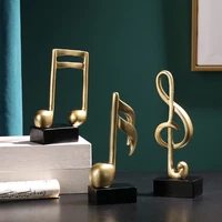 modern golden musical note figurines resin desk craft ornaments for living room decoration accessories girl gift