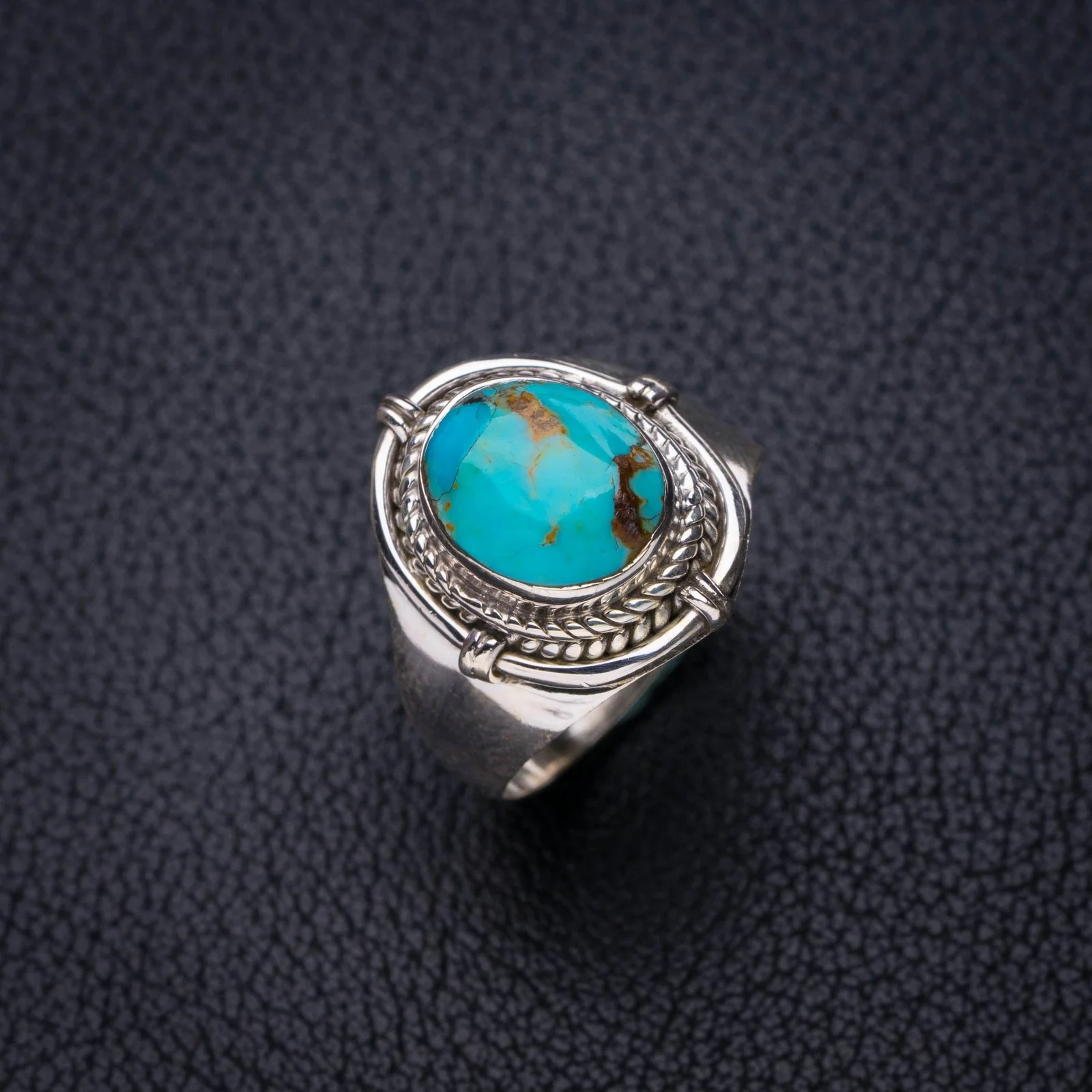 

StarGems Natural Turquoise Handmade 925 Sterling Silver Ring 8.5 E7657
