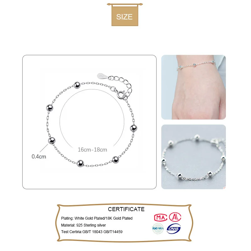 Женский романтичный браслет с бусинами Trustdavis из 100% стерлингового серебра 925