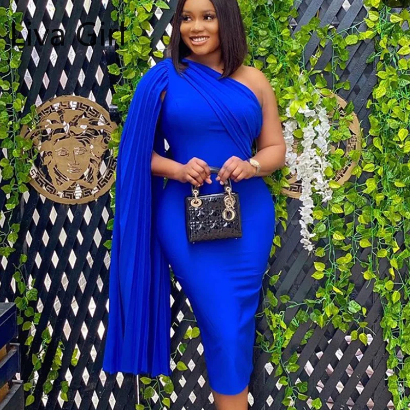 

Осеннее платье для женщин Хай-стрит на одно плечо вечерние платья пикантные модные костюмы синий плюс Размеры элегантные вечерние платья ...