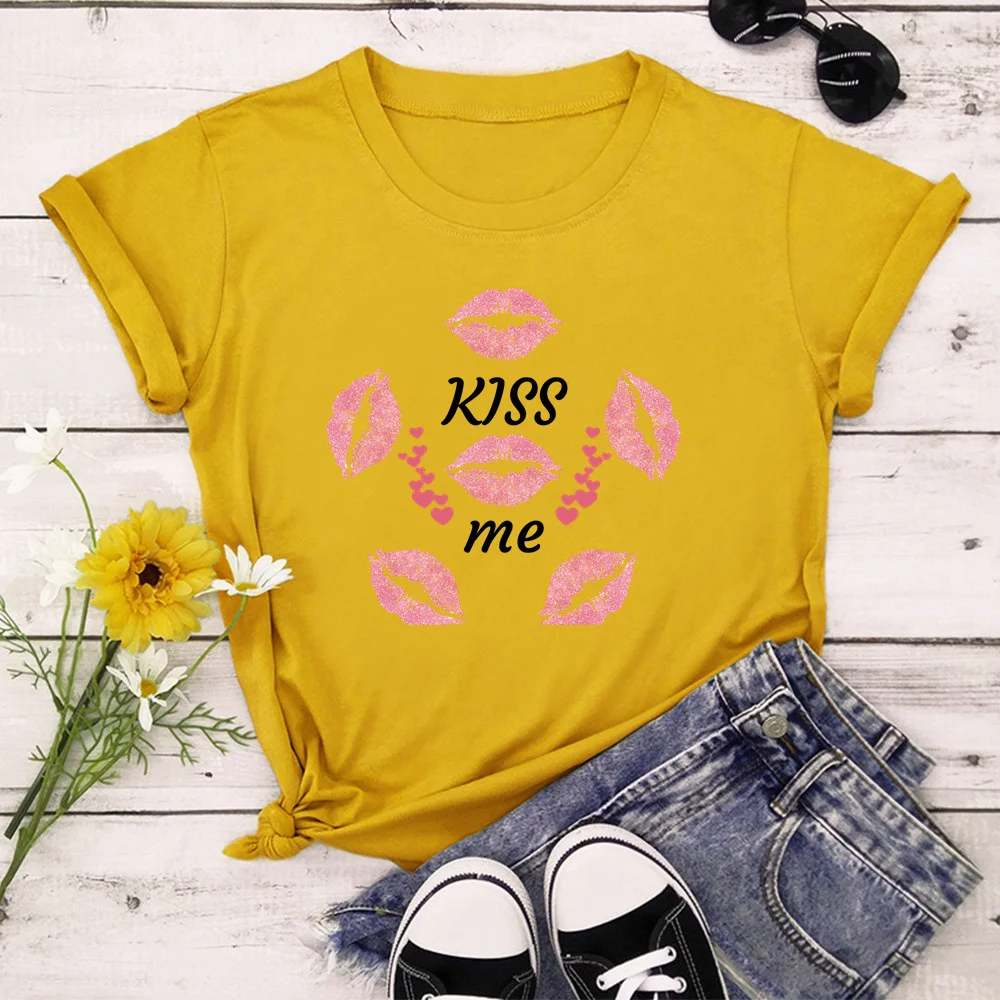 

New lips Women Tops Summer Tops Graphic Tees Women T-shirt Clothes Girl T Shirt XK00004