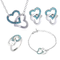 jewelry sets for women 4 pcs set korean ornament hot sale yongjie tongxin czech diamond heart to heart