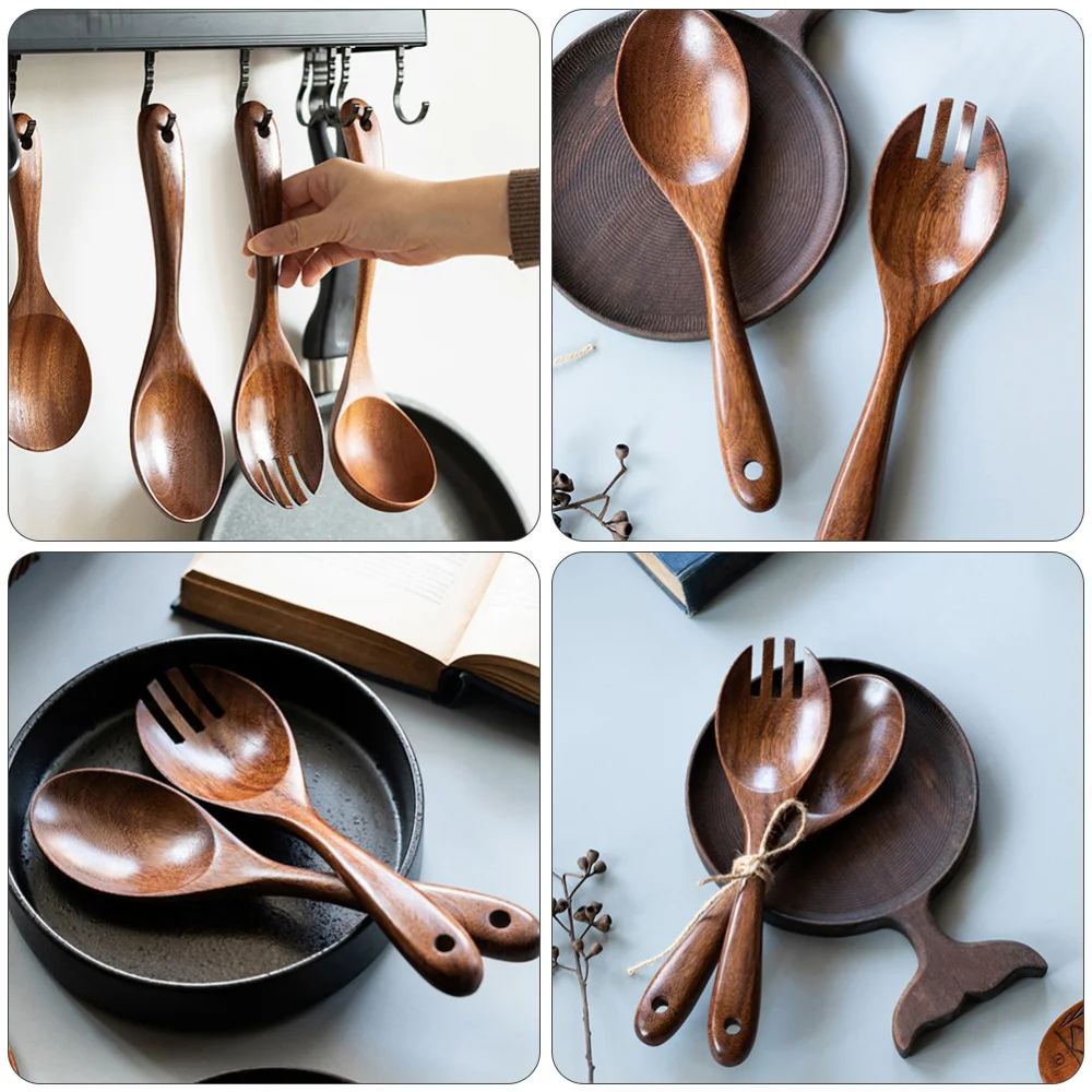 

2pcs Salad Serving Spoon and Fork Multifunctional Tableware (Assorted Color)