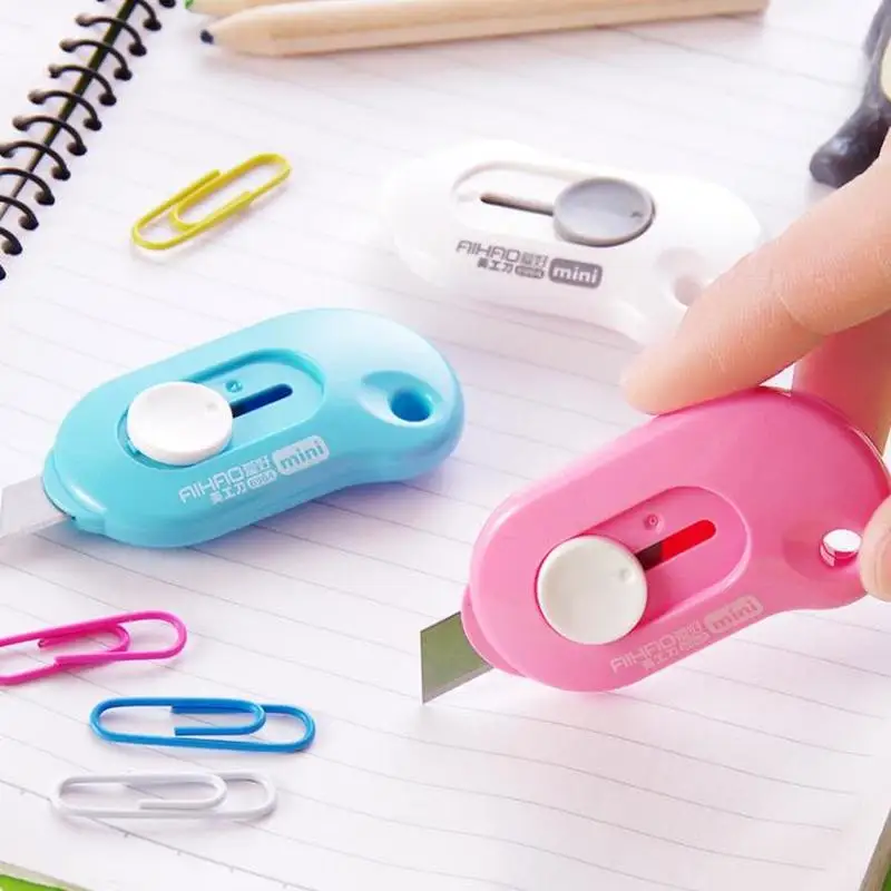 1 шт. милый однотонный портативный мини-нож для бумаги резак резки лезвия бритвы