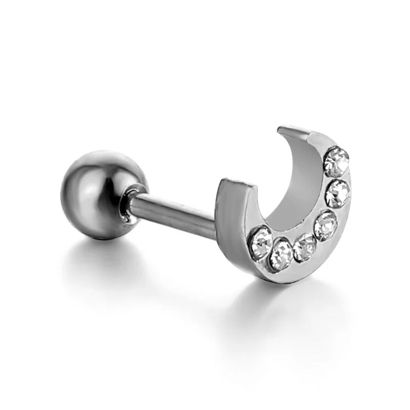 

1Pcs/Korea Creative Moon Earrings Gold Stainless Steel Rhinestone Hypoallergenic Women Elegant Punk Earrings Exquisite Jewelry
