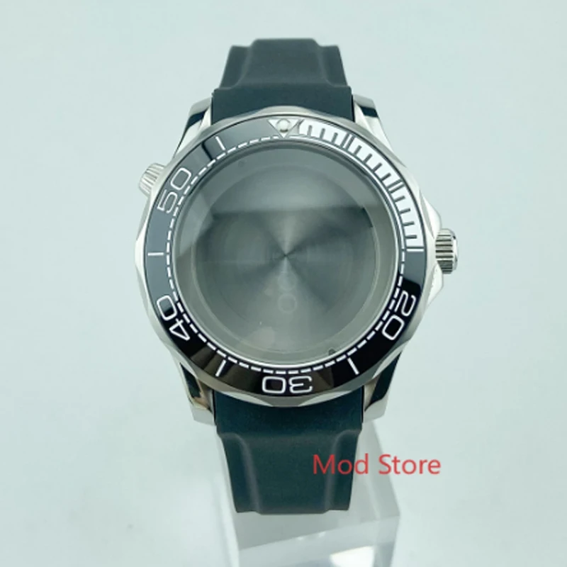 

Новинка 200 м водонепроницаемый черный белый Безель Sea-enjoy Master 300m чехол для часов подходит для ETA2836 Mov Not сапфировый кристалл черный резиновый р...