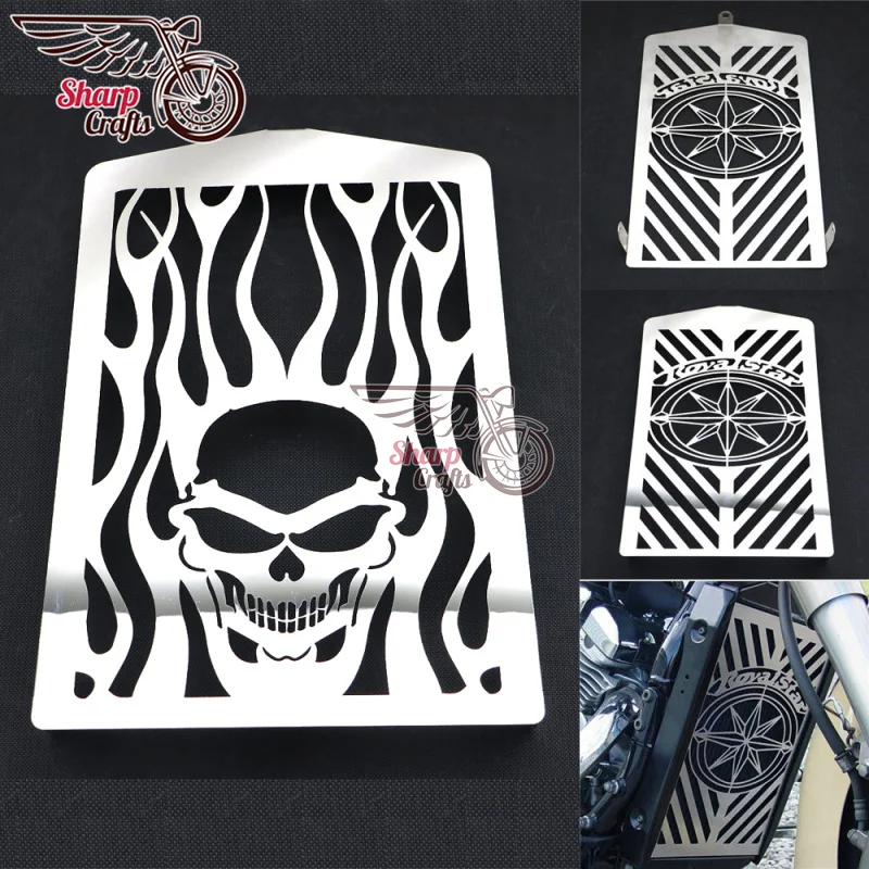 

Motorcycle Accessories Chrome Skull Flame Radiator Grill Cover Guard Protector For Yamaha ROYAL STAR XVZ 1300 XVZ1300 1999-2010