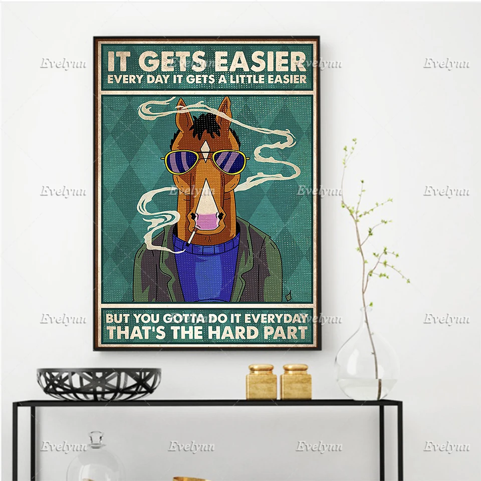 

It Gets Easier Every Day It Gets A Little Easier People Horse Poster Living Room Decoration Home Decor Canvas Wall Art Prints