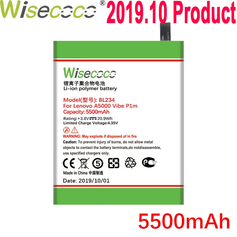WISECOCO 5500 мАч BL234 батарея для lenovo A5000 Vibe P1M P1MA40 P70 P70t P70-T P70A P70-A мобильный телефон с номером отслеживания