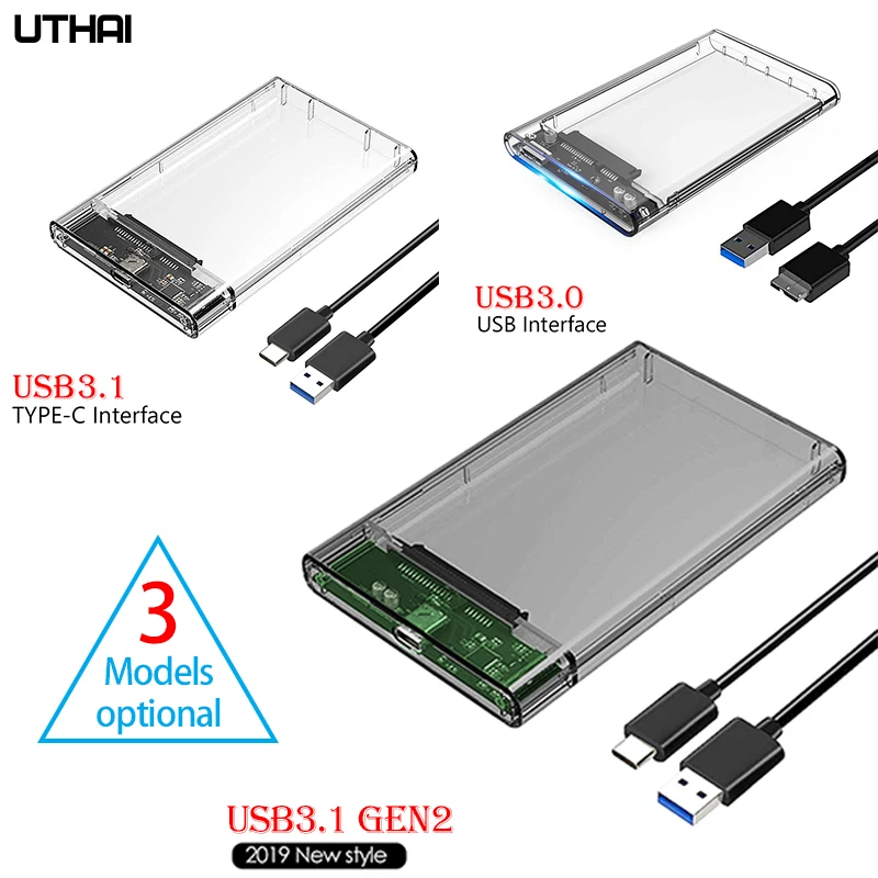 

UTHAI G25 USB3.0/Type-C HDD Enclosure of 2.5" Hard Disk Case SSD SATA3 to USB 3.0/2.0 Box USB C HDD Case Gen2 6GBp/s SSD