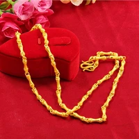 weight heavy hot 60cm 24k real yellow solid gold plated mens necklace joint chain mens jewelry
