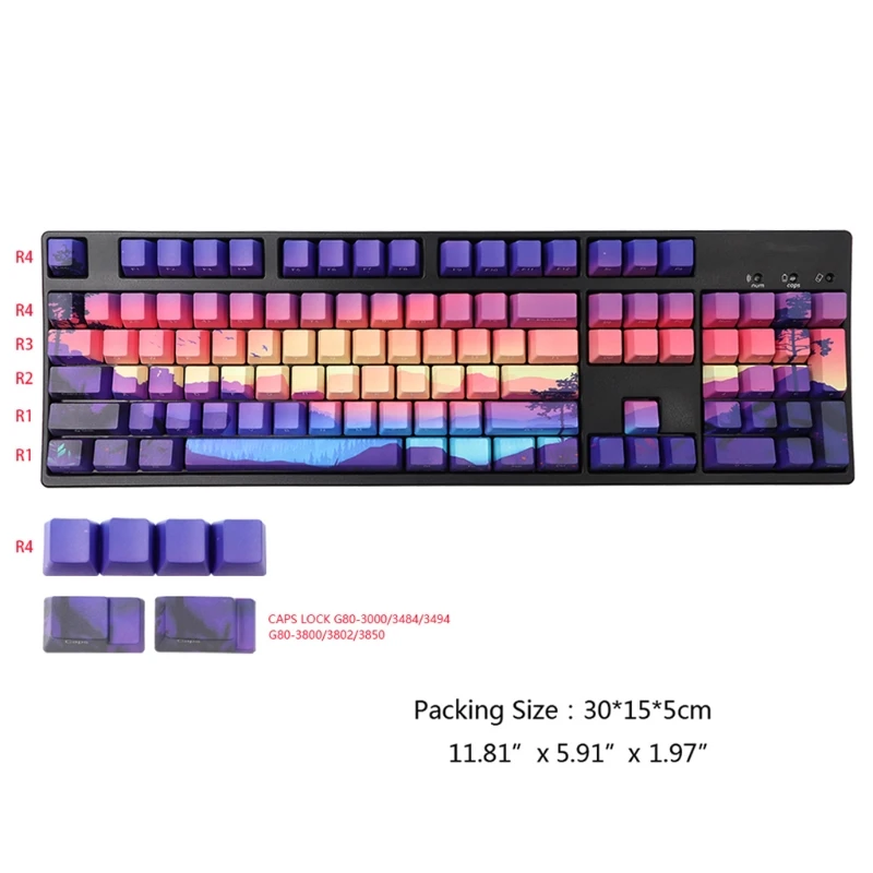 

128Keys PBT Keycap OEM Profile 5 Side Dye Subbed Key Set for GK61 / TKL87 / 110