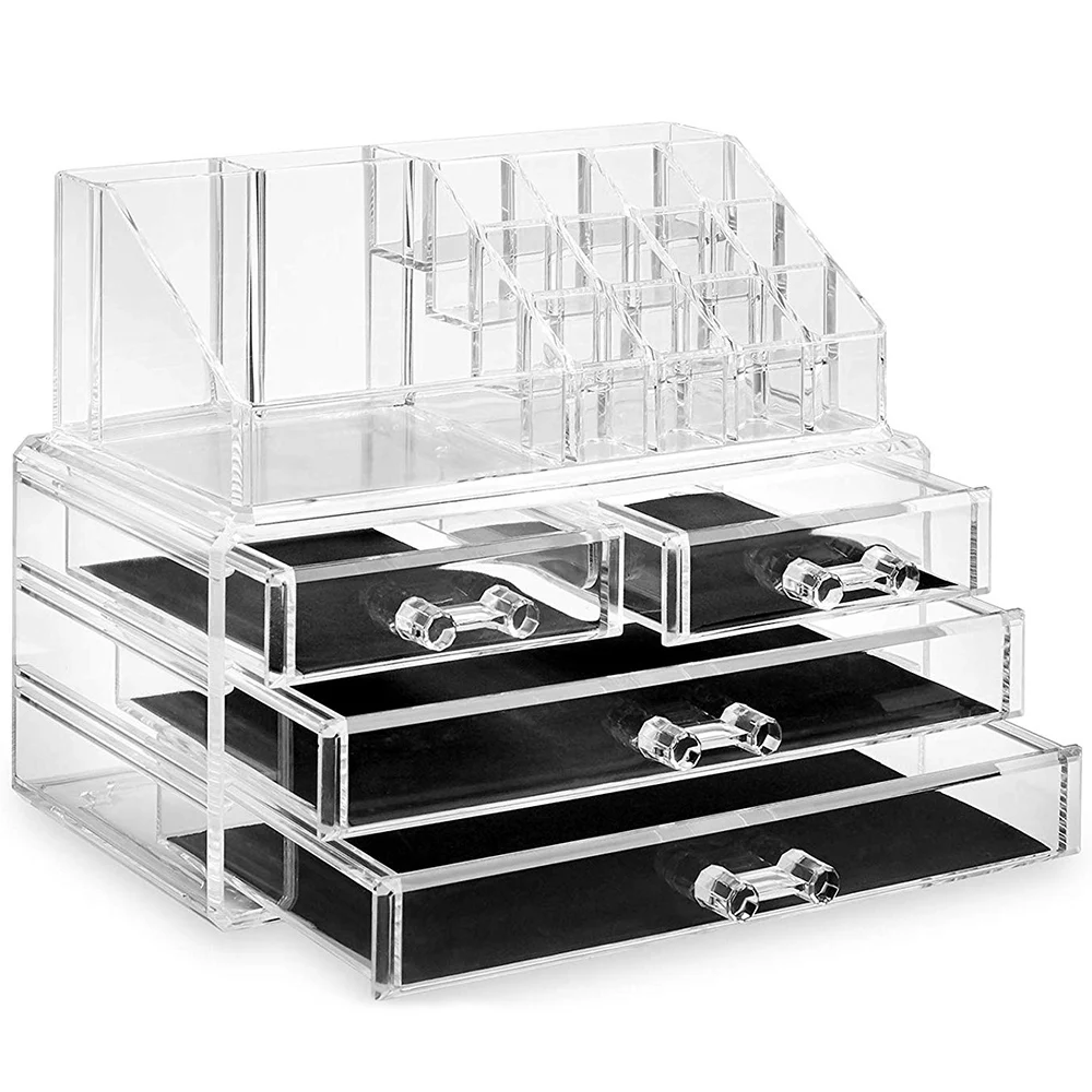 Makeup Organizer Storage Boxes Transparent Drawer-type Stackable DIY Combination Cosmetic Acrylic Jewelry Box D30 | Дом и сад