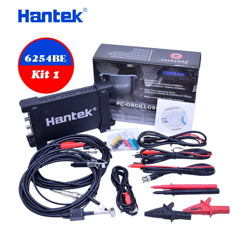 

Hantek Digital oscilloscope kit 6254BE 4CH 250MHz Bandwidth Automotive Oscilloscopes Car-detector 1Gsa/s USB PC Osciloscopio