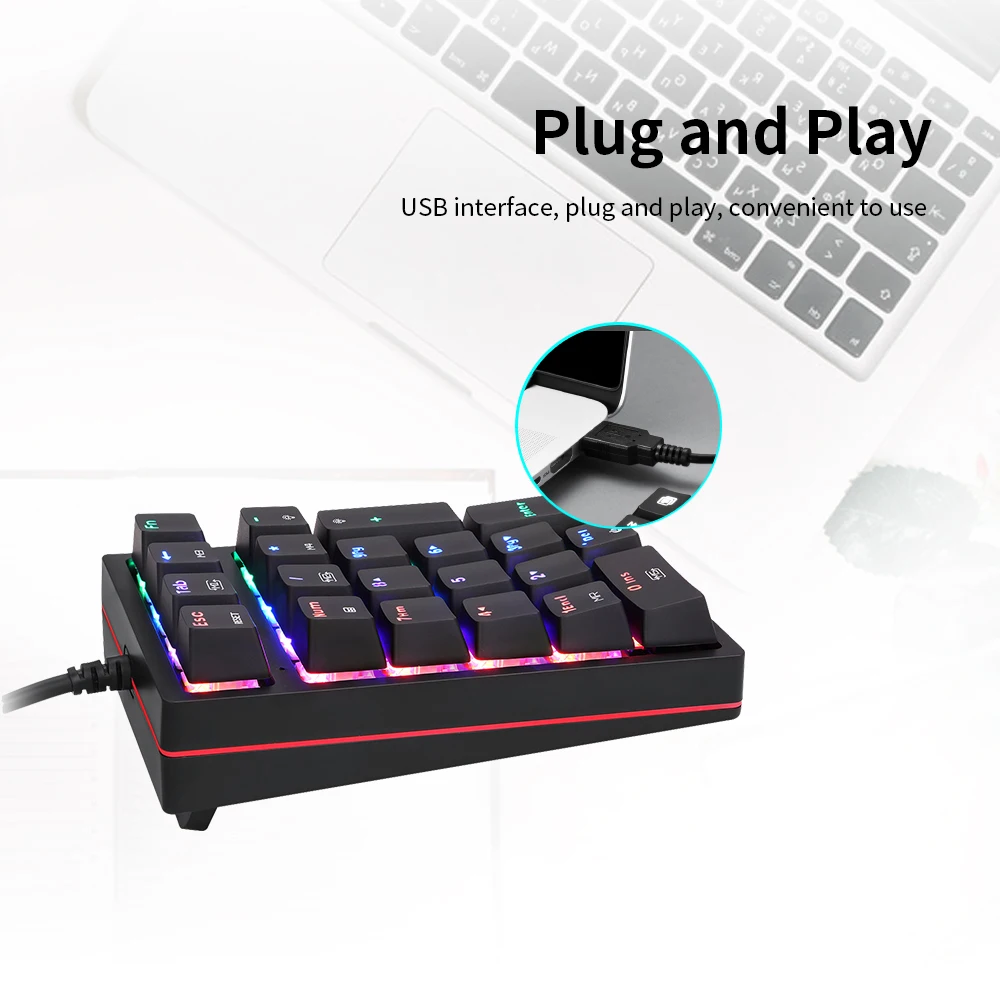 Motospeed 21 клавиша USB Проводная клавиатура OUTEMU синий/красный переключатель