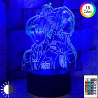 3d anime led lamp remote control bedroom decor night lights anime figure 16 color changes cool kid child gift captain
