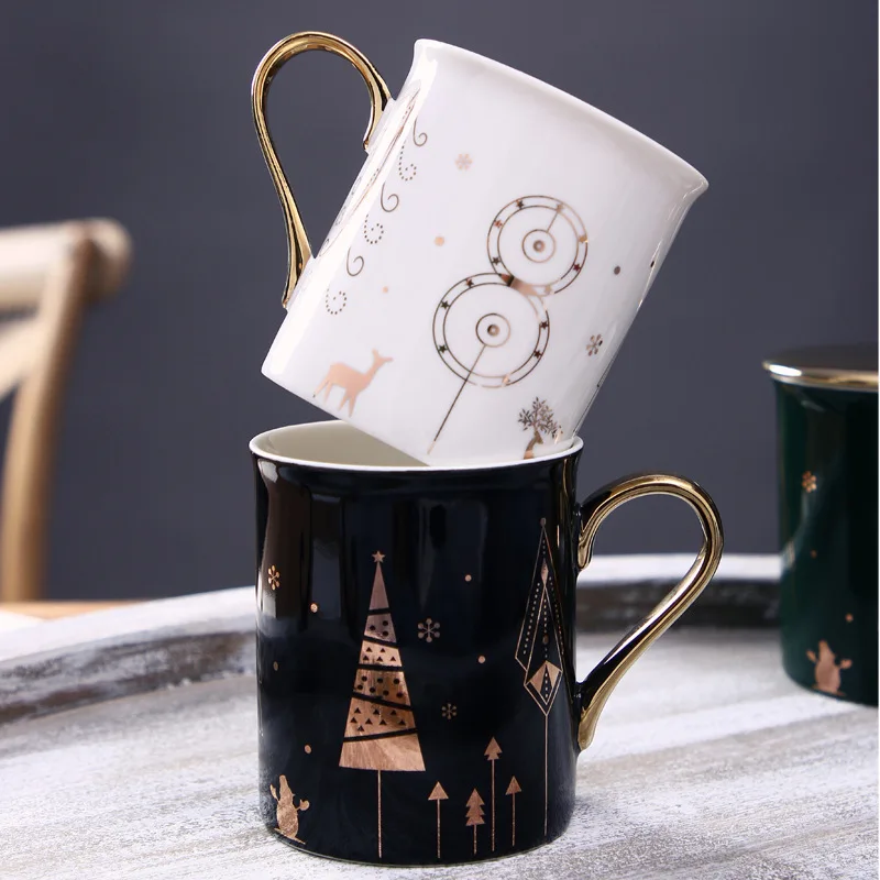 Рождественская кружка с золотистой ручкой в скандинавском стиле Ins Light набор для