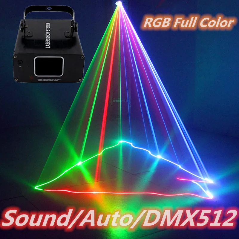 Full Color Disco Scan Laser Projector Light DMX512 Line Beam Patterns Effect Stage Lighting For Xmas Home Party DJ Laser Light