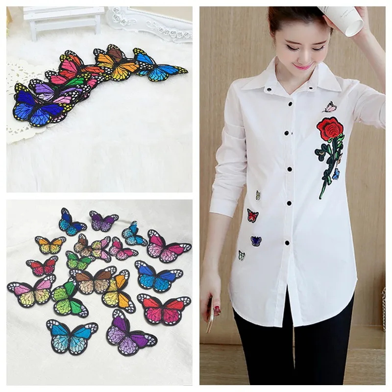 Han благородные Красочные бабочки железа на патчи для аппликация одежду нашивки 10