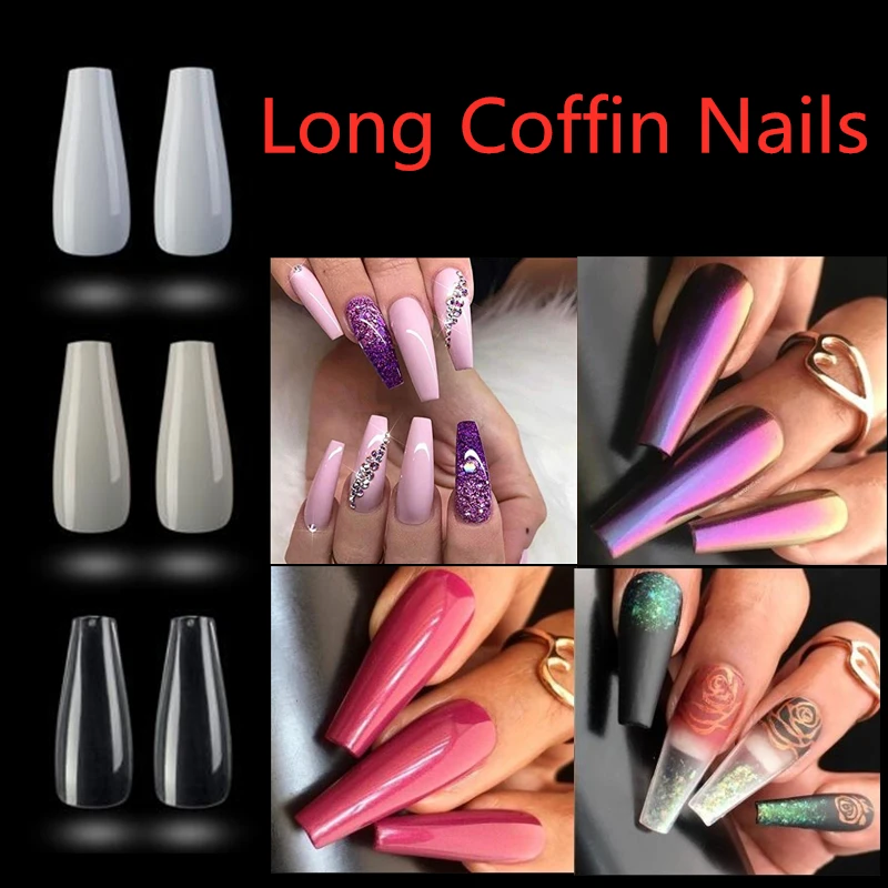 Длинные тонкие 100 шт./полипропиленовые Типсы для дизайна ногтей