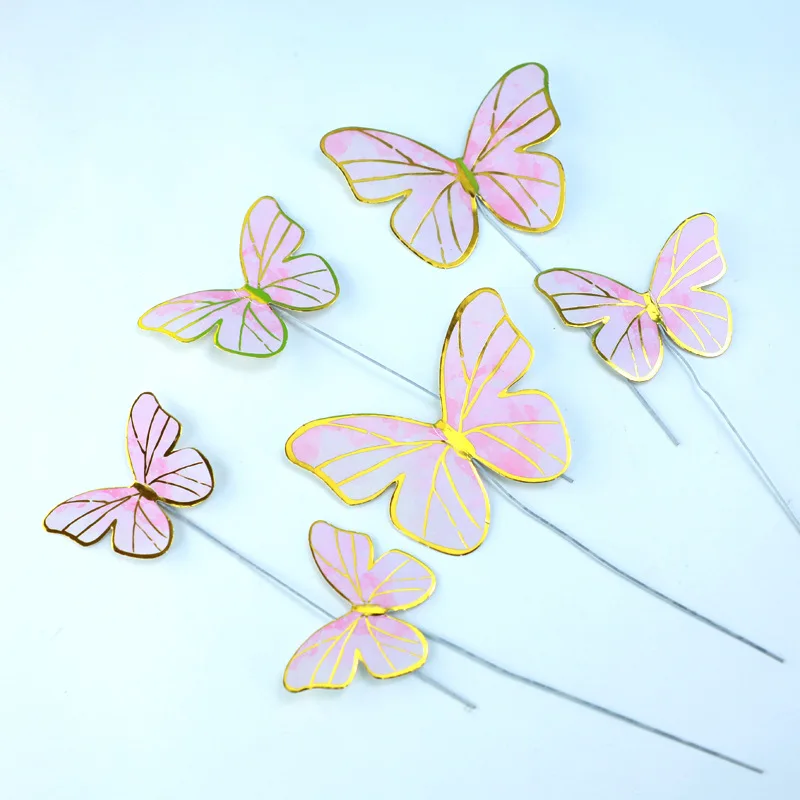 

Cake Toppers Flags Beauty Butterfly DIY Cupcake Topper Kids Girl Happy Birthday Wedding Bride Party Baby Shower Baking Decor