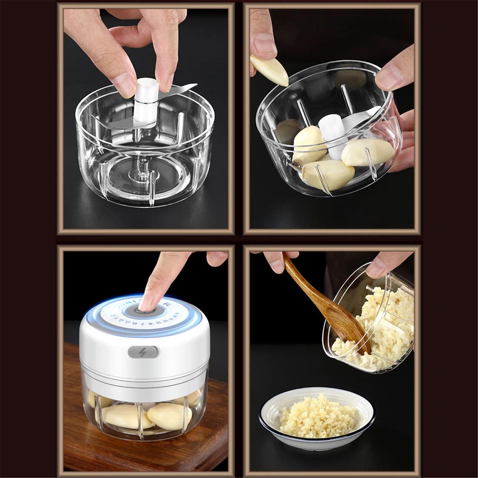 

USB Electric Garlic Masher Mini Crusher Chopper Sturdy Durable Kitchen Tool For Crushed Chili Garlic Crushed Food Ginger
