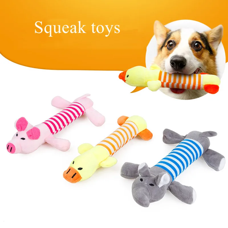 

Cute Cartoon Animal Dog Toys Squeak Sound Pet Toy Duck Elephant Pig Shape Small Medium Dog Plush Chew Molar Interactive Toy