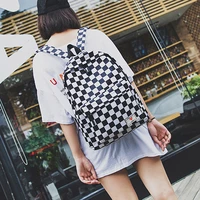 casual canvas bags fashion student teenagers shoulder backpack 2019 women backpack plaid zipper cell phone pockets school bags