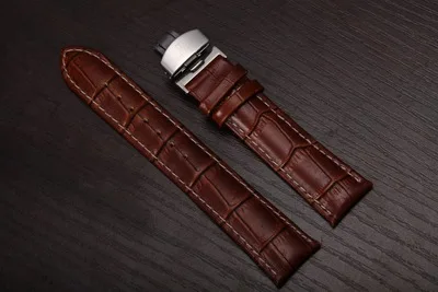 Ремешок из натуральной кожи для наручных часов черный/коричневый браслет с