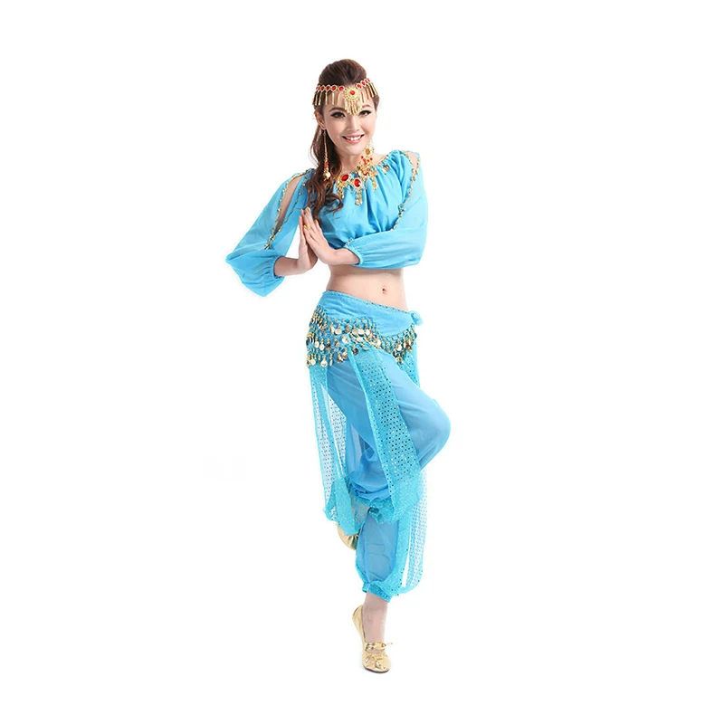 Профессиональный женский комплект для танца живота пояс с цепочкой пальто брюки