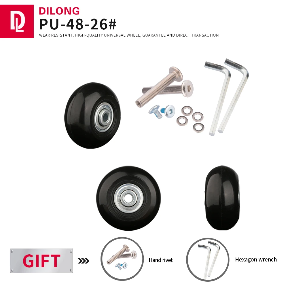 

DiLong PU-48-26 Trolley luggage wheel accessories password suitcase roller wheels universal accessories repair durable casters