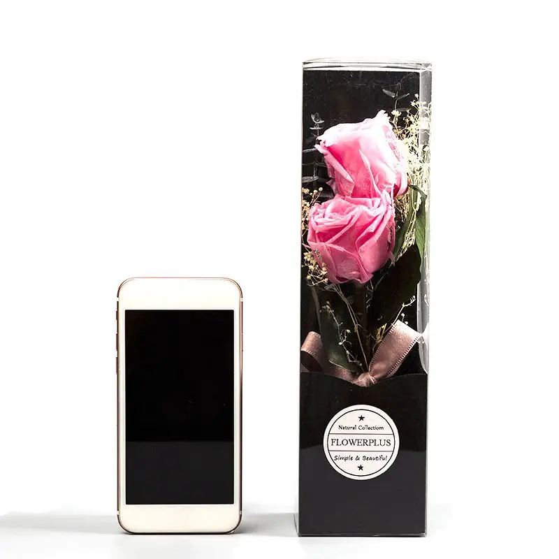 Вечная роза цветок с куполом коробка черный чехол искусственный подарок на Новый