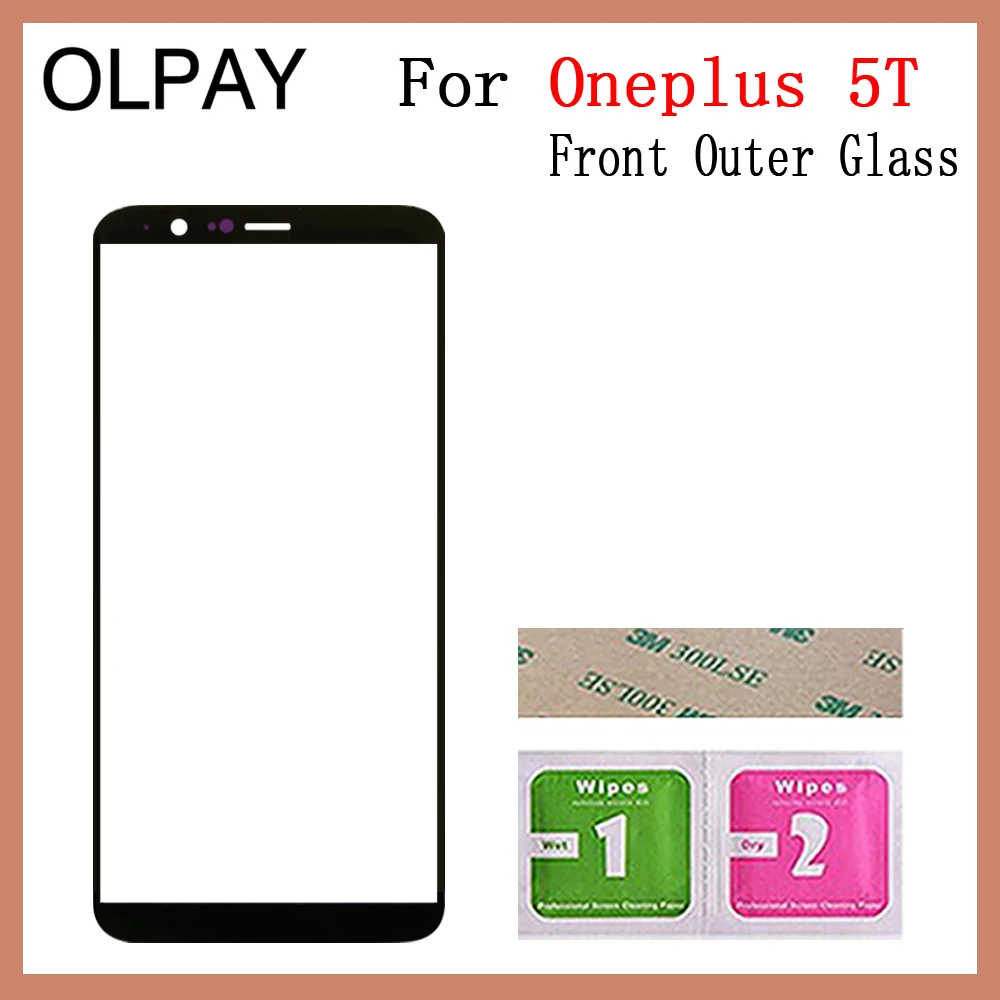 Black No Tools Мобильный сенсорный экран внешнее стекло для Oneplus 5 5T 6 6T 7 сенсорный экран сенсор Передняя панель дигитайзер стеклянная крышка Замена - Color: Black No Tools