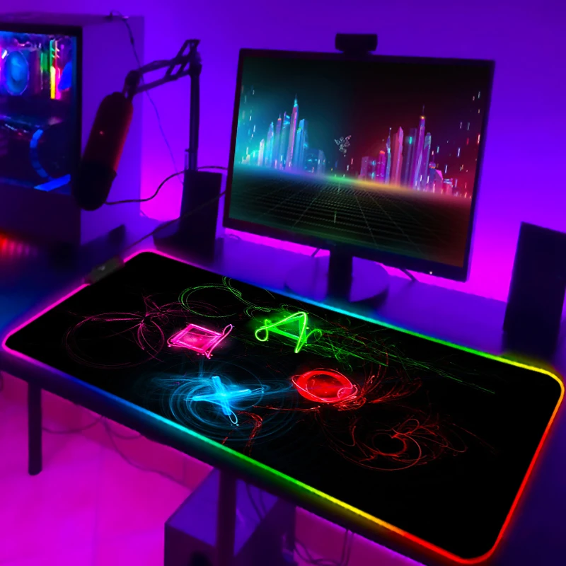 Tapis de souris avec rétro-éclairage Led  pour ordinateur de bureau  PS4  Pc de Gamer  900x400  à