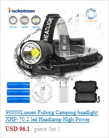 Налобный фонарь яркий люмен 4* XM-L T6+ 2* COB+ 2* красный светодиодный налобный фонарь с зарядным устройством
