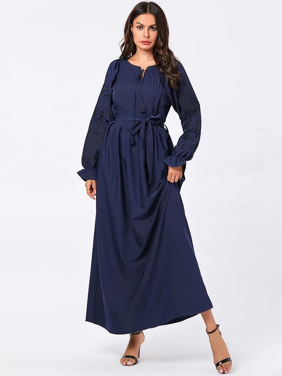 

Turkey Arab Muslim Abaya Dress Women Puff Sleeve Islamic Clothing Vestidos Maxi Hijab Dresses Kimono Moroccan Kaftan Elbise 2020