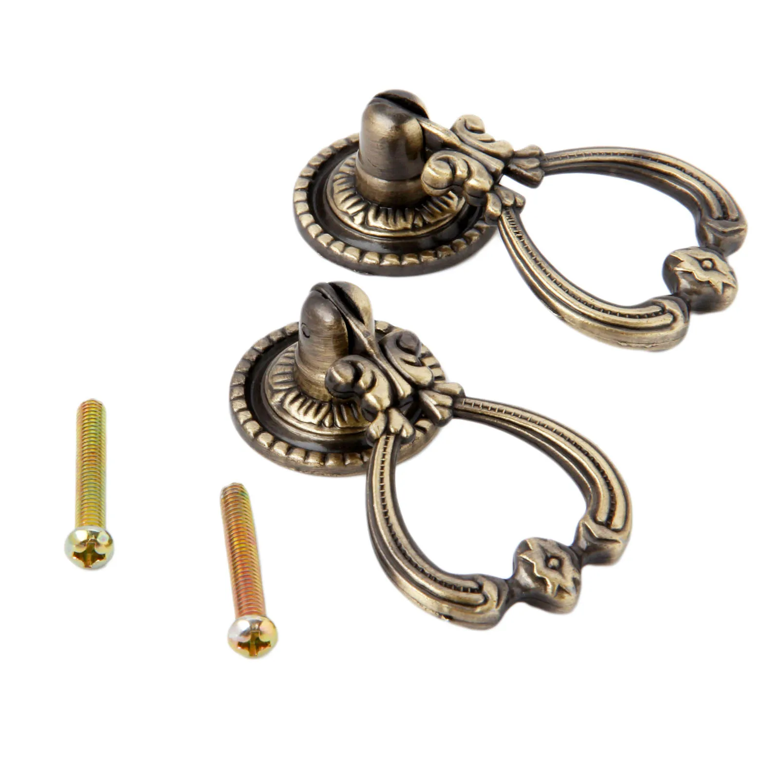 

2Pcs Antique Brass Furniture Knobs Vintage Cabinet Knobs and Handles Door Closet Cabinet Drawer Kitchen Pull Handle Home Decor