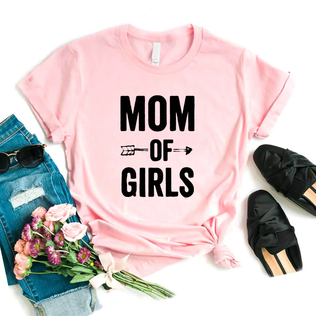 MOM OF GIRLS/женская футболка с принтом стрелы хлопковая забавная подарок для леди Yong