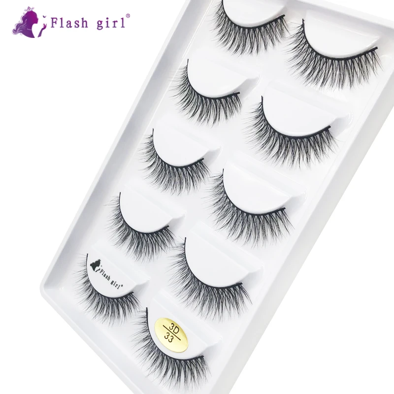 

Flash Girl 3D Mink Eyelashes 3D-33 Natural Long Wispy Lashes Handmade Cruelty Free Fake Eyelash Makeup Tools