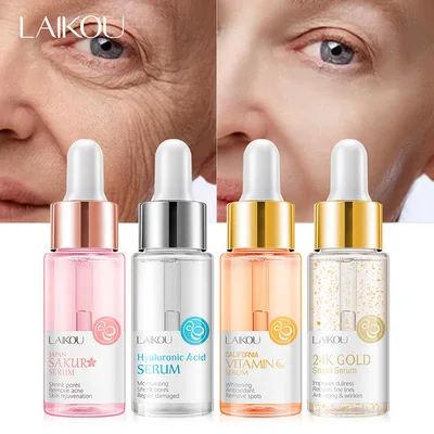 

LAIKOU 24K GOLD Face Cream Vitamin C Whitening Moisturizing Hyaluronic Acid Snail Essence Sakura Face Serum Skin Care