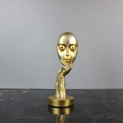Gold S Современная Золотая маска в скандинавском стиле, абстрактная статуя, креативная скульптура для лица из смолы, Художественная Скульптура, для прихожей, гостиной, офиса, домашнего декора - Цвет: Gold S