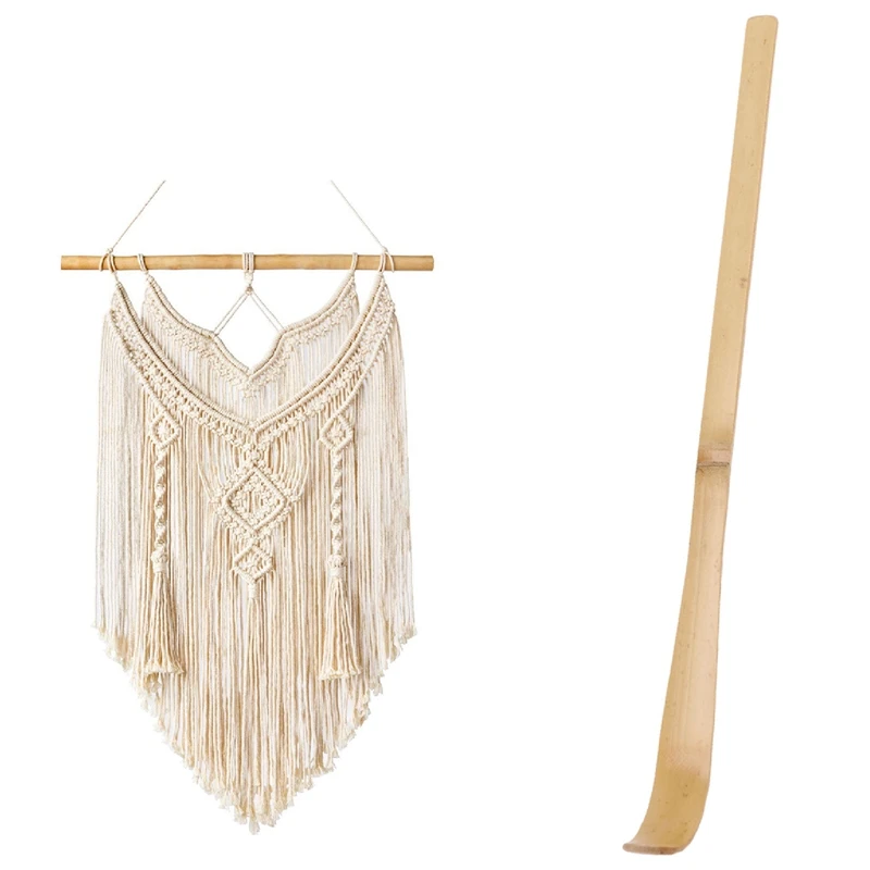 

10 шт бамбуковые прослойки в Matcha Совок Чай инструменты порошок ложка для чая и 1x макраме настенный гобелен настенный Декор Boho Chic