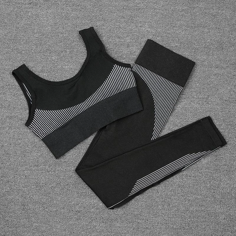 

Gym Women Fitness Clothing Seamless Shock-Proof Bra Running Pants Women Sport 2 Set